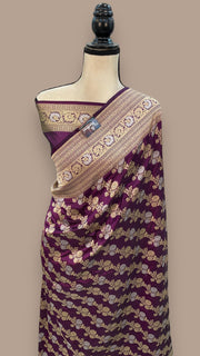 Pure Katan Silk Banarasi Handloom Saree - All over Sona Roopa Jaal work - The Handlooms