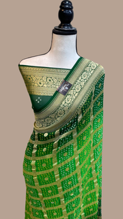 Pure Georgette Banarasi Bandhej Handloom Saree - The Handlooms