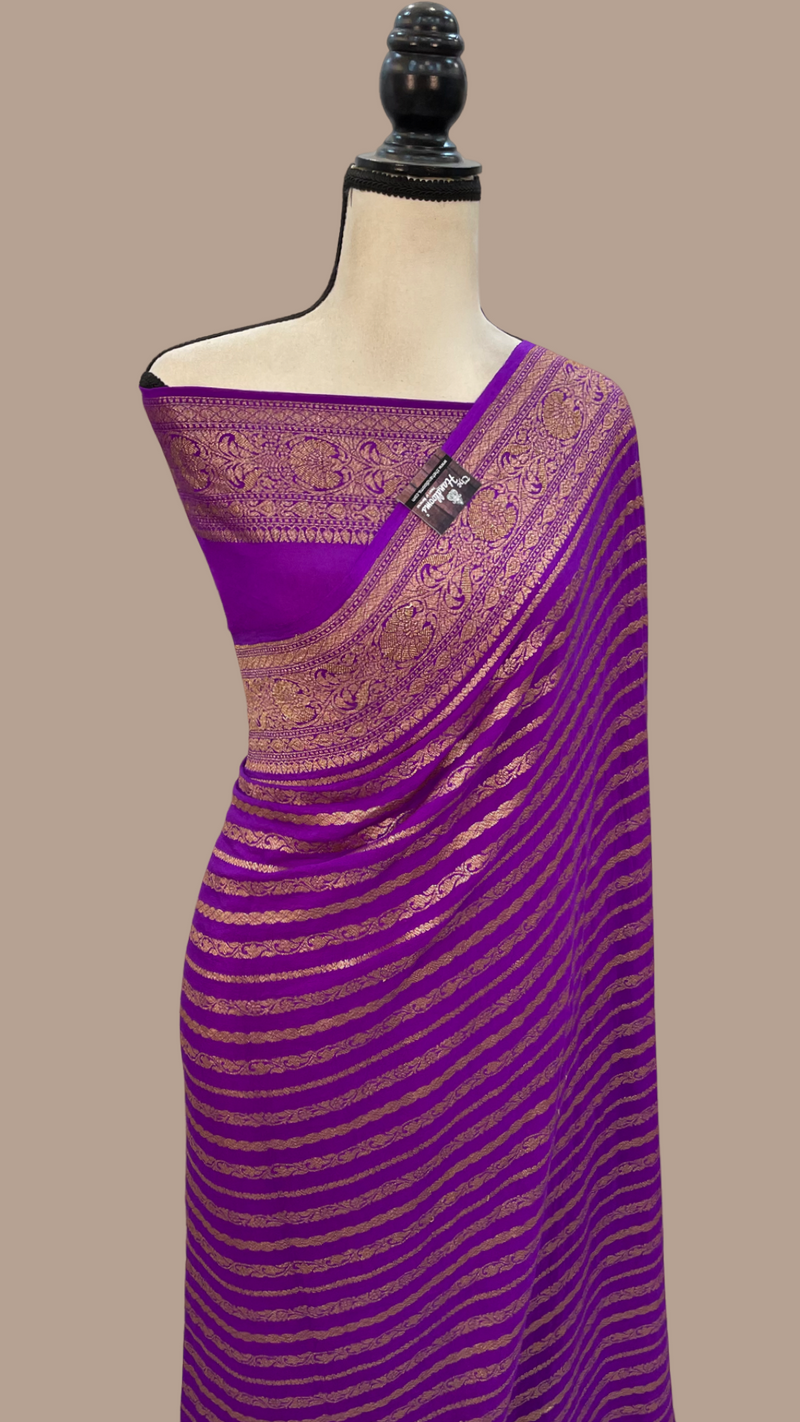 Khaddi Crepe Georgette Banarasi Saree -  Antique zari - The Handlooms