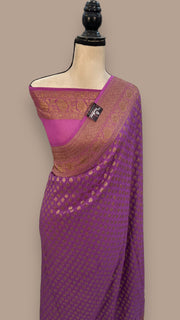 Khaddi Georgette Handloom Banarasi Saree -  Antique zari - The Handlooms