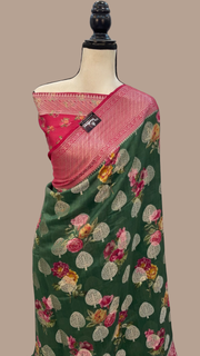 Pure Chiniya Silk Digital Print Handloom Banarasi Saree - The Handlooms