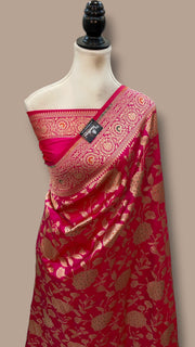 Pure Katan Silk Banarasi Handloom Saree - All Over Jaal Work With Meenakari - The Handlooms