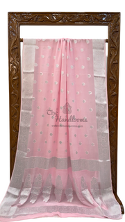 Pink Pure Chiffon Khaddi Banarasi Saree - The Handlooms