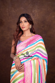 Rangkat Khaddi Georgette Handloom Banarasi Saree - The Handlooms