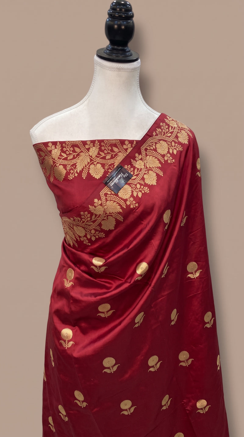 Pure Katan Silk Banarasi Handloom Saree - All Over Kadua Motifs