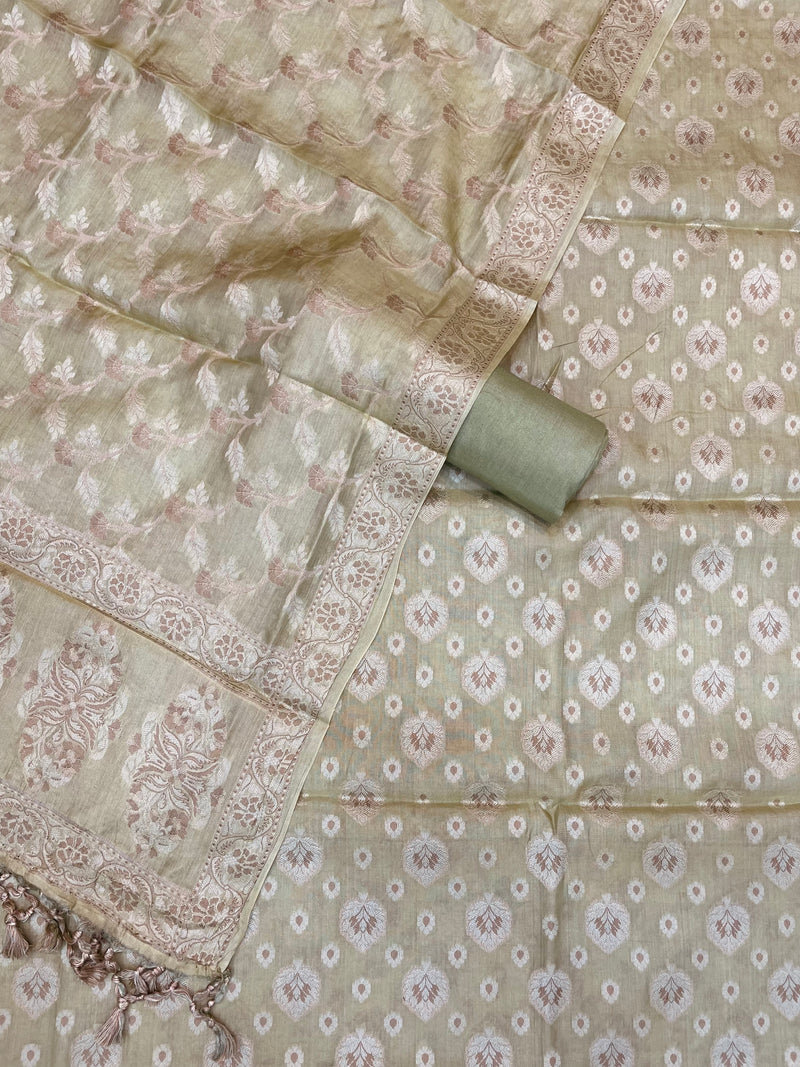 Pure Butter Silk Banarasi Dress material - The Handlooms
