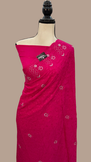 Pure Georgette Chikankari Handloom Banarasi Saree - The Handlooms