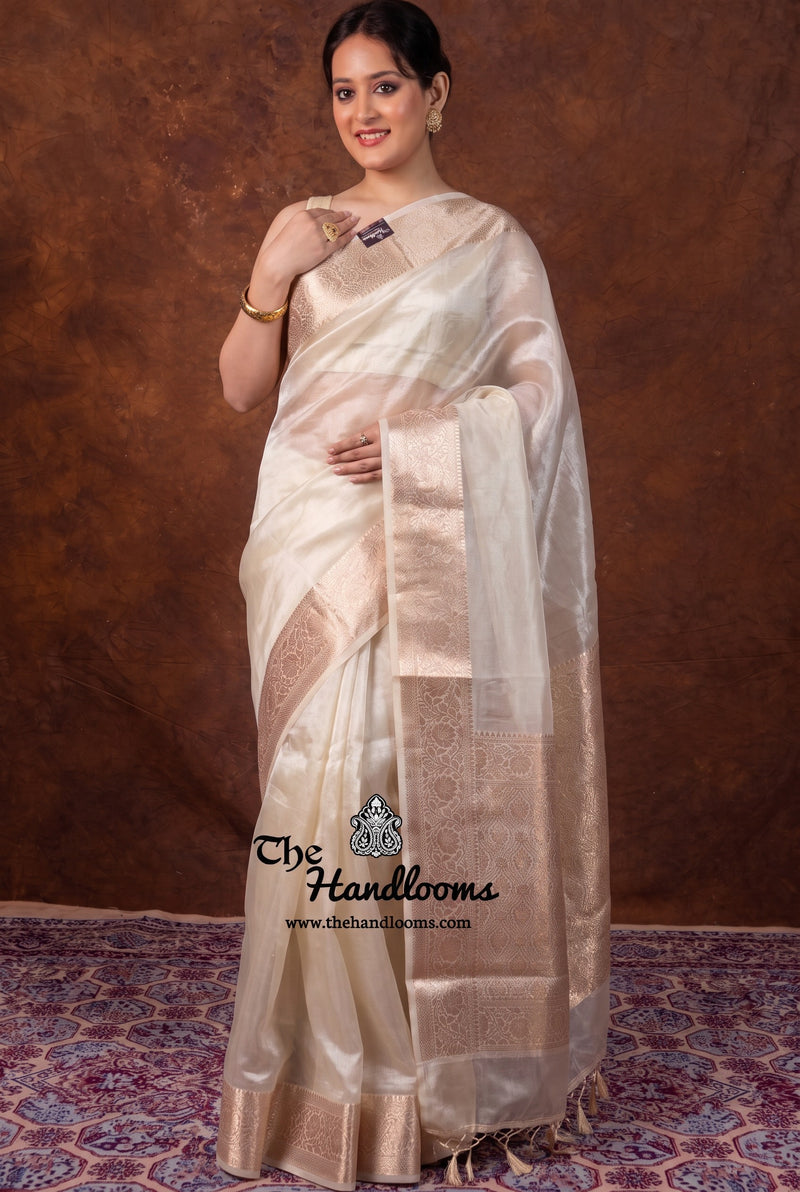 Pure Kora Tissue Handloom Banarasi Saree