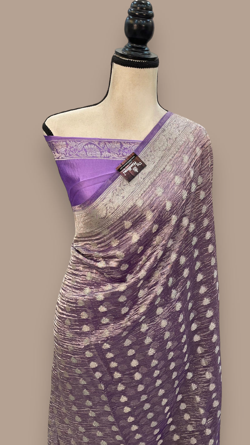 Pure Kora Tissue Crush Handloom Banarasi Saree - The Handlooms