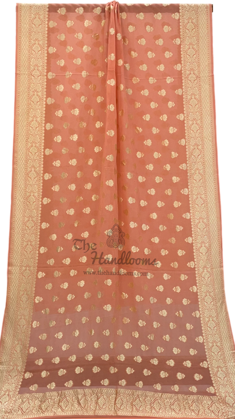 Pure Khaddi Georgette Dupatta - water zari - The Handlooms