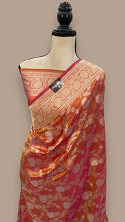 Pure Katan Silk Banarasi Handloom Saree - All over Sona Roopa Jaal work - The Handlooms