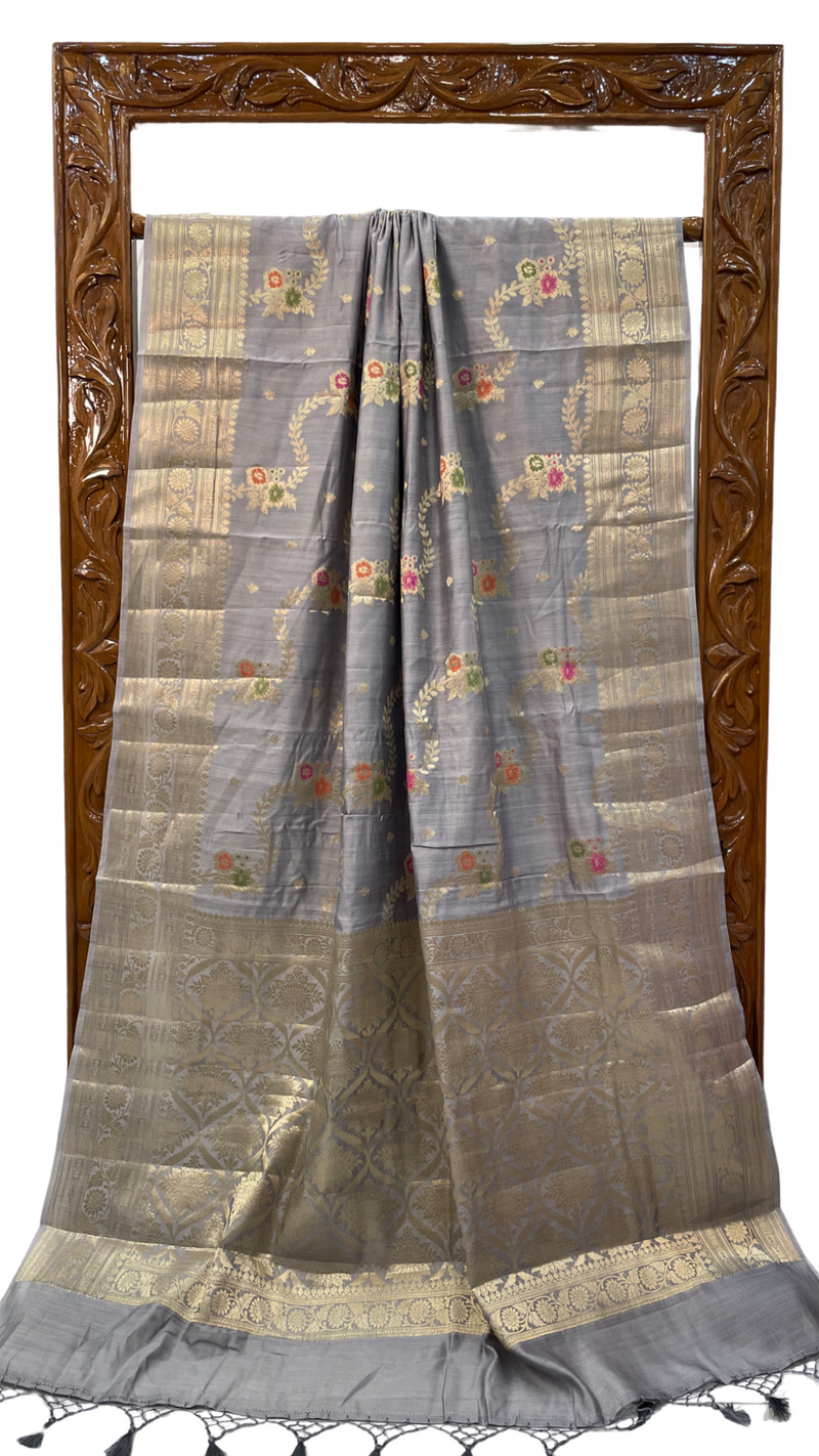 Pure Chiniya Silk Banarasi Saree - Gold Zari - The Handlooms