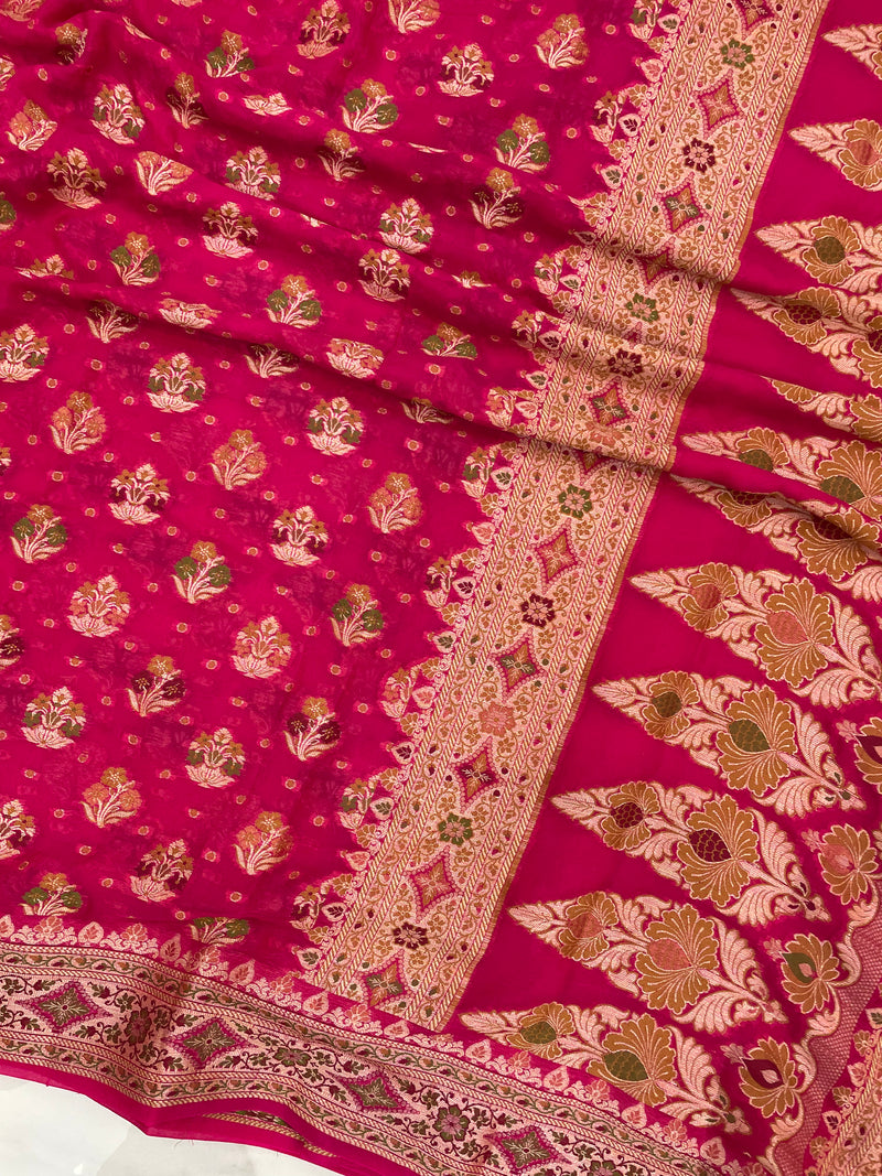 Pure Chiffon Khaddi Banarasi Saree - The Handlooms