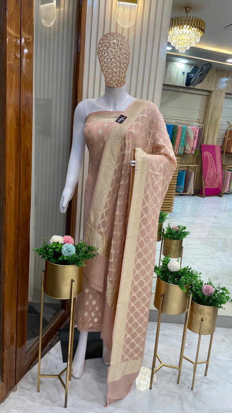 Khaddi Georgette Handlooms Banarasi Dress material - The Handlooms