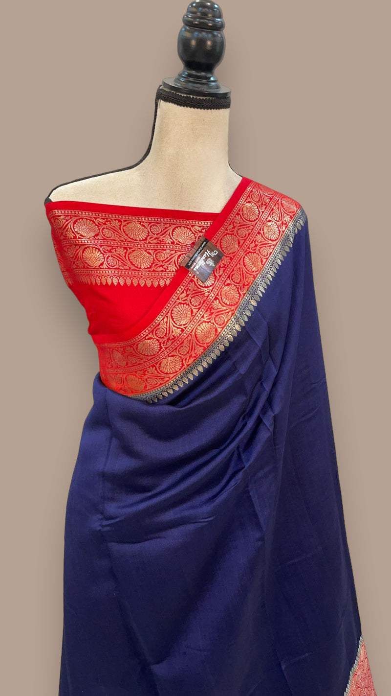 Pure Chiniya Silk Khaddi Handloom Banarasi Saree - The Handlooms