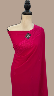 Pure Georgette Chikankari Handloom Banarasi Saree - The Handlooms