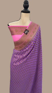 Khaddi Georgette Handloom Banarasi Saree -  Antique zari - The Handlooms