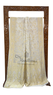 Khaddi Georgette Handloom Banarasi Saree - All over Sona Roopa Jaal Work - The Handlooms
