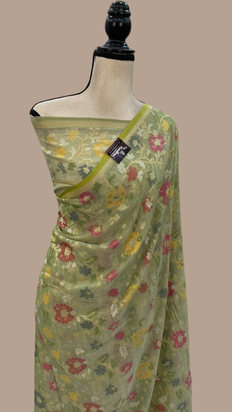 Pure Cotton Jamdani Handloom Banarasi Saree - The Handlooms