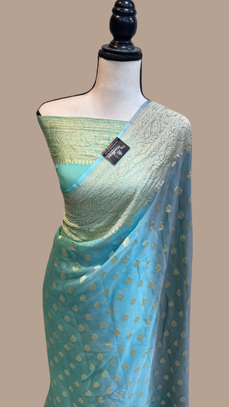 Khaddi Georgette Handloom Banarasi Saree - The Handlooms