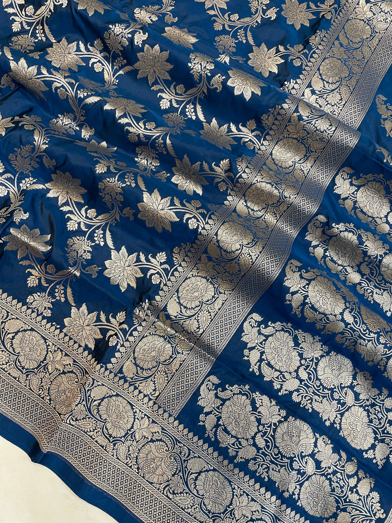 Pure Katan Silk Banarasi Handloom Saree - All Over Jaal Work - The Handlooms