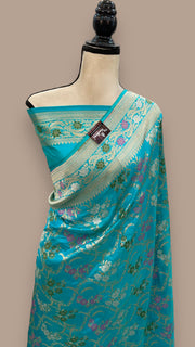 Pure Katan Silk Banarasi Handloom Saree - All over Jaal work with Meenakari - The Handlooms