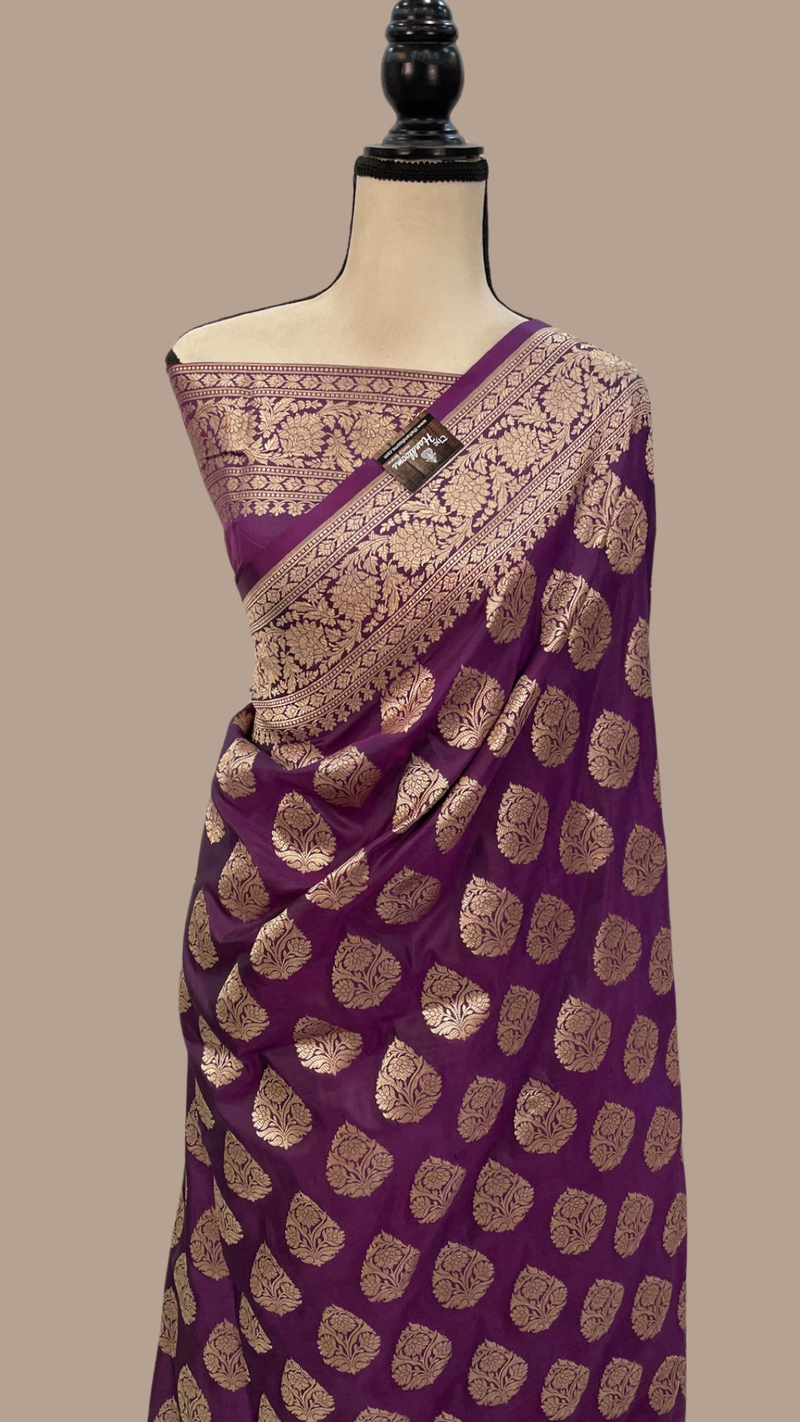 Pure Katan Silk Banarasi Handloom Saree - All Over Jaal Work - The Handlooms