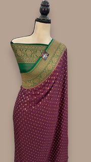 Khaddi Georgette Handloom Banarasi Saree -  Antique zari - The Handlooms