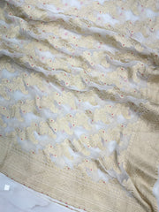 Pure Khaddi Georgette Dupatta - water zari - The Handlooms