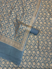 Pure Khaddi Georgette Banarasi Dress material - Antique Zari - The Handlooms