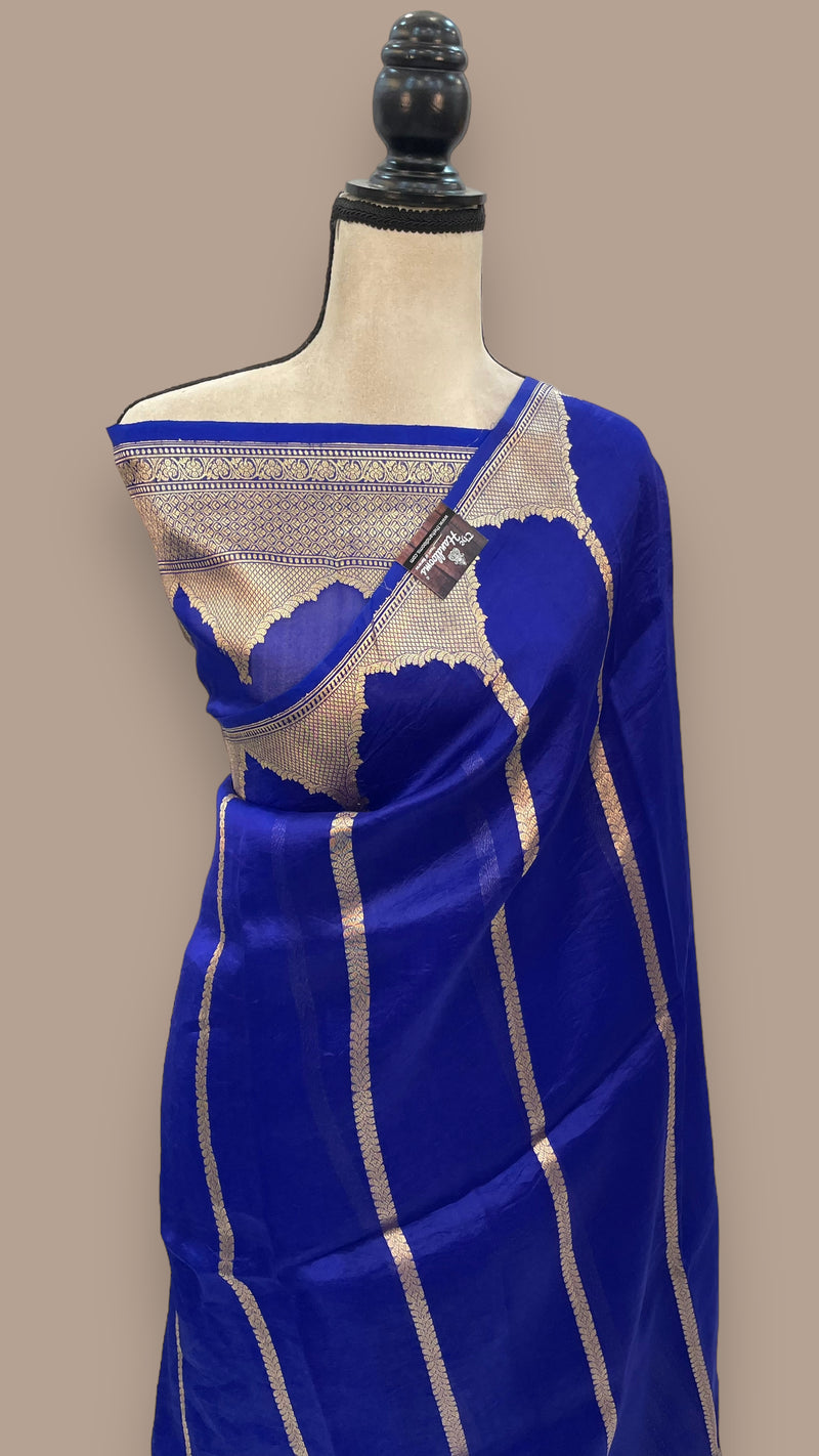 Royal Blue Pure Kora Handloom Banarasi Saree - The Handlooms