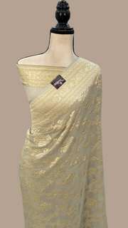 Khaddi Georgette Handloom Banarasi Saree - The Handlooms