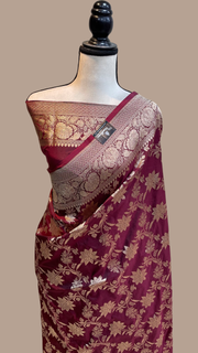 Pure Katan Silk Banarasi Handloom Saree - All Over Jaal Work - The Handlooms