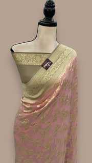 Peach Khaddi Georgette Banarasi Saree - The Handlooms