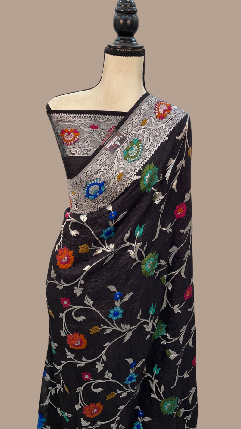 Tussar Georgette Handloom Banarasi Saree - The Handlooms