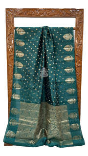 Green Pure Mango Silk Banarasi Handloom Saree - The Handlooms