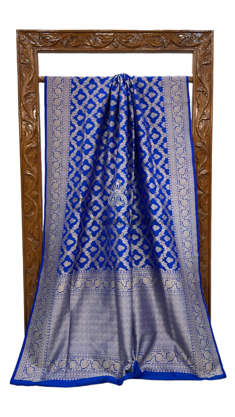 Pure Katan Silk Banarasi Handloom Saree - All Over Jaal Work - The Handlooms