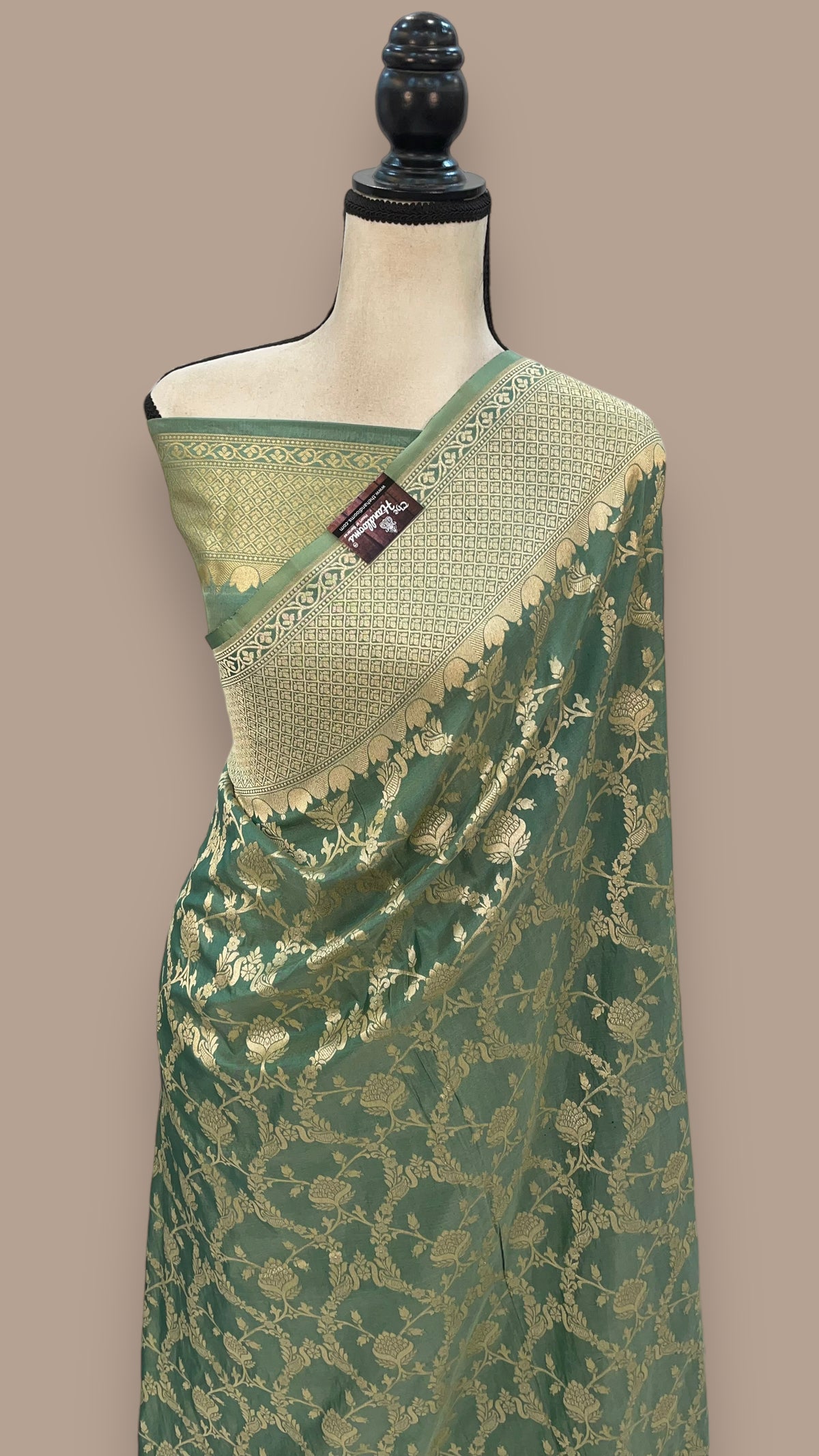 Pure Katan Silk Banarasi Handloom Saree - All Over Jaal Work main image 1