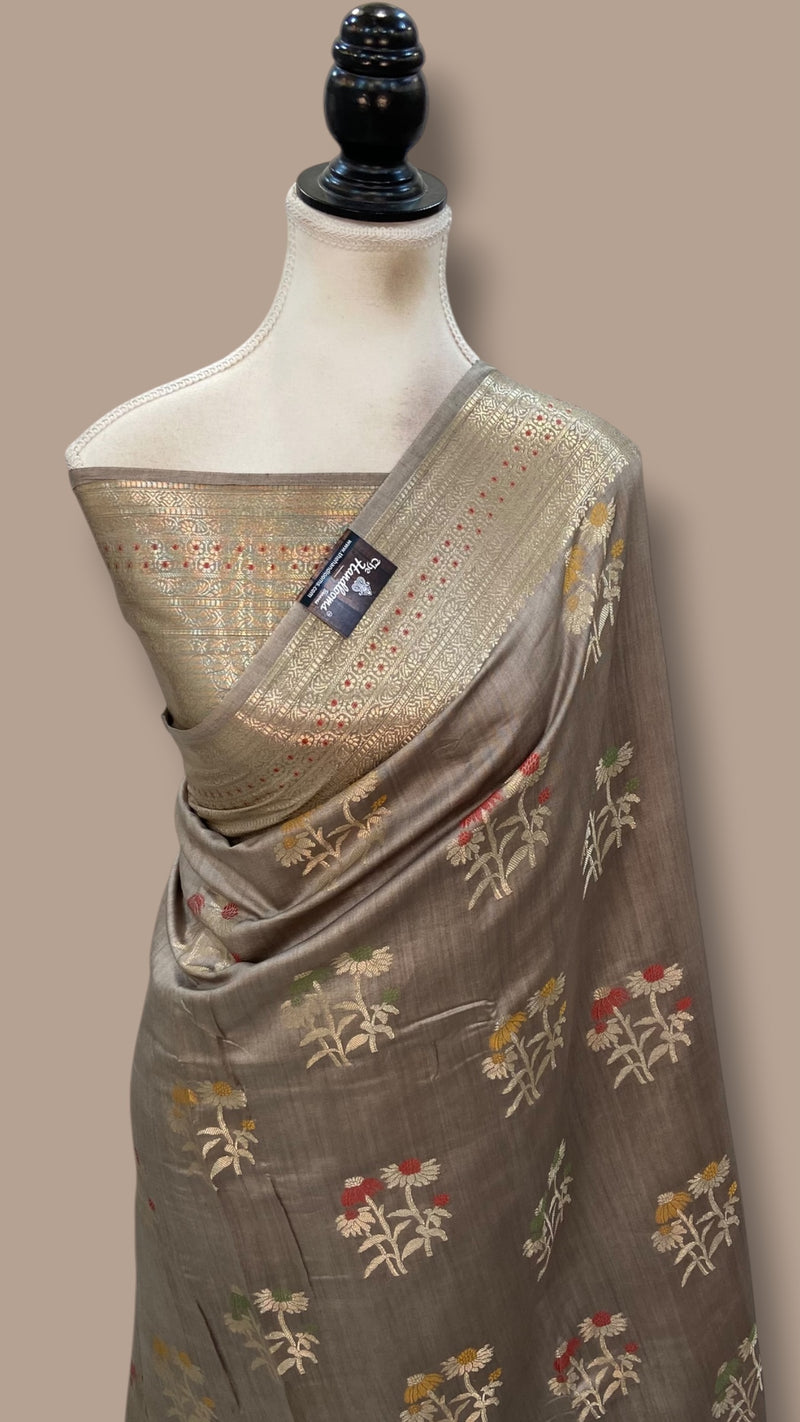 Pure Chiniya Malda Silk Handloom Banarasi Saree