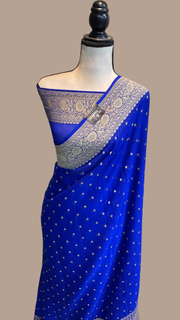 Khaddi Georgette Banarasi Saree - Gold zari - The Handlooms