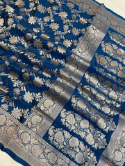 Pure Katan Silk Banarasi Handloom Saree - All Over Jaal Work - The Handlooms