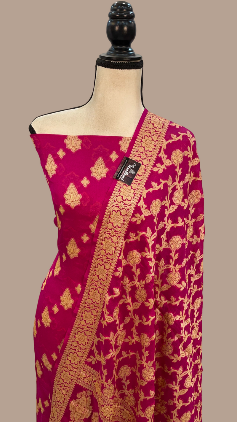Pure Chiffon Khaddi Banarasi Dress material - The Handlooms