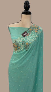 Pure Georgette Chikankari Handloom Banarasi Saree - The Handlooms