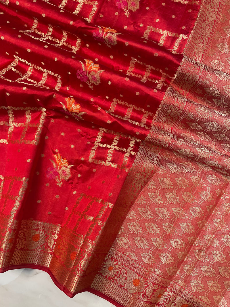 Pure Dupion Silk Banarasi Saree - Gold Zari - The Handlooms