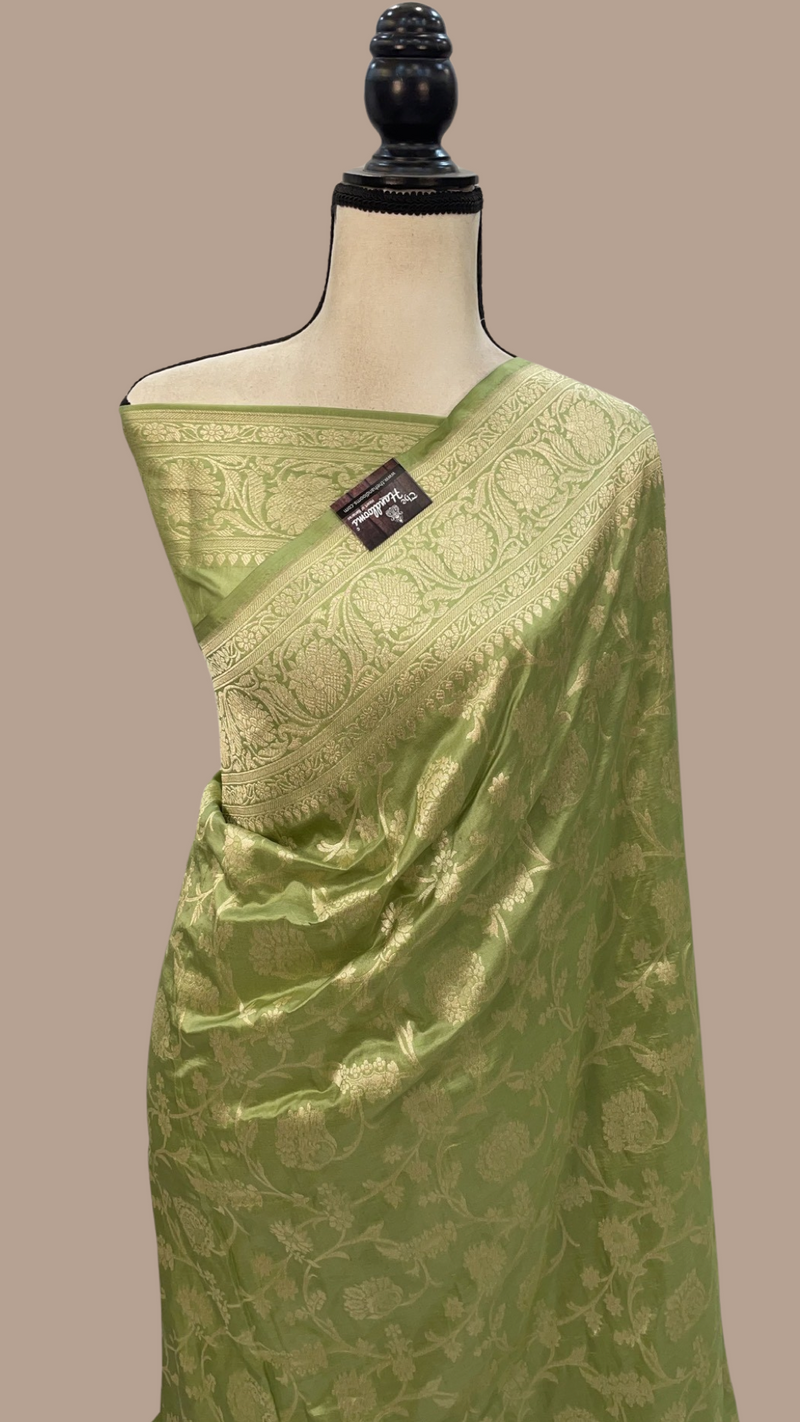 Pure Katan Silk Banarasi Handloom Saree - All Over Jaal Work - The Handlooms