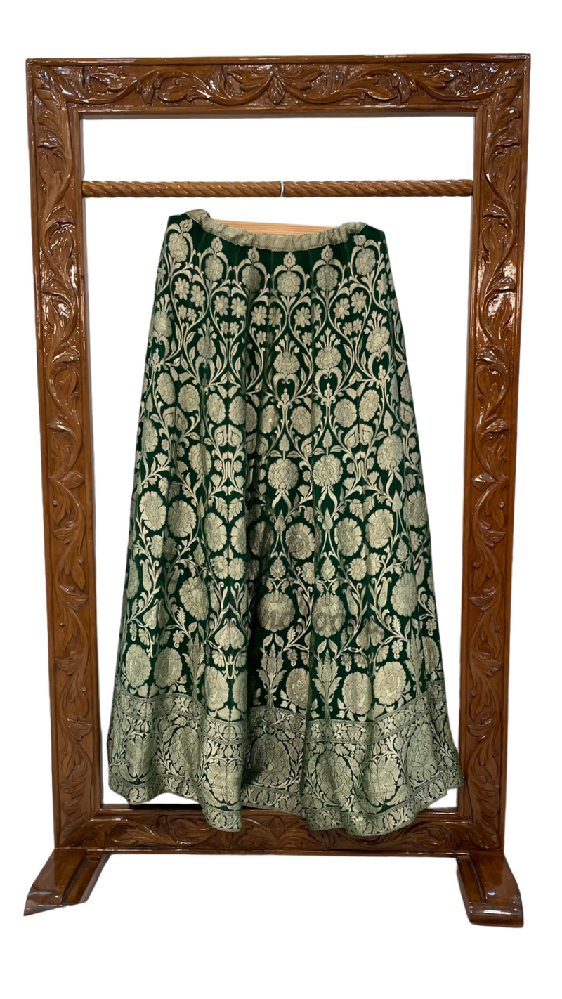 Pure Khaddi Georgette Handloom Banarasi Lehenga - Stitched - The Handlooms