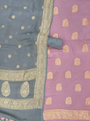 Pure Khaddi Georgette Banarasi Dress material - The Handlooms