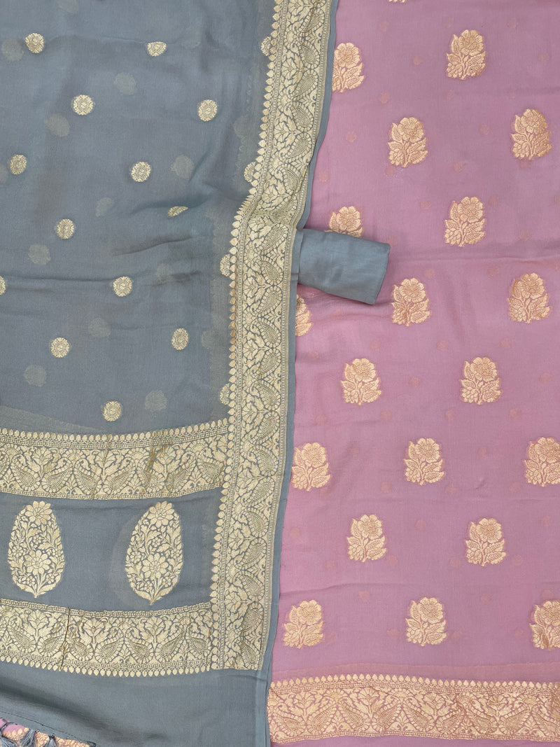 Pure Khaddi Georgette Banarasi Dress material - The Handlooms