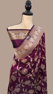 Pure Katan Silk Banarasi Handloom Saree - All over Sona Roopa Jaal work - The Handlooms
