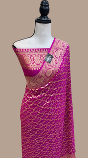 Pure Georgette Banarasi Bandhej Handloom Saree - The Handlooms